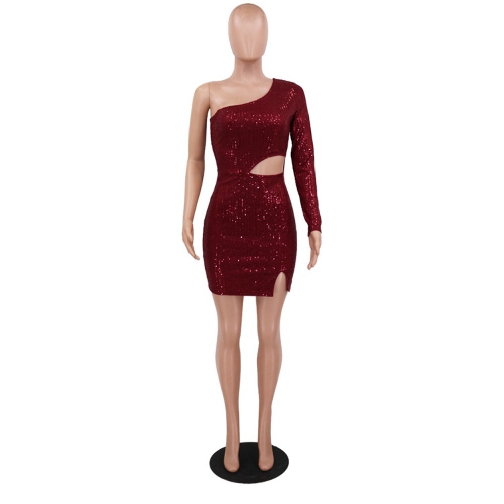 (last 1) 🌴 Hot!Black sequins one sleeve cocktail - Picture 4 of 4